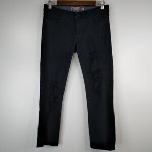 Paige Skyline Black Distressed Ankle Jeans Size 28